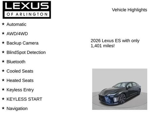 Certified 2026 Lexus ES 500e w/ Convenience Package AWD/4WD image 7