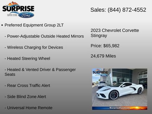 Used 2023 Chevrolet Corvette Stingray Preferred Cpe w/ Z51 Performance Package RWD image 12
