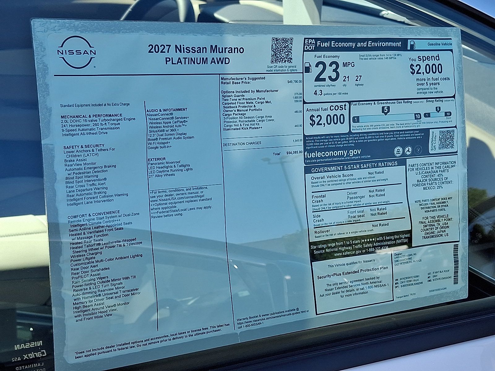New 2027 Nissan Murano Platinum w/ Cargo Package AWD/4WD image 7