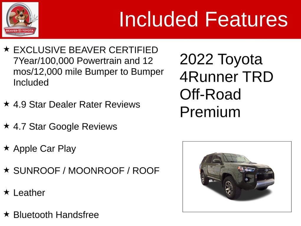Used 2022 Toyota 4Runner TRD Off-Road Premium w/ Moonroof Package AWD/4WD image 4