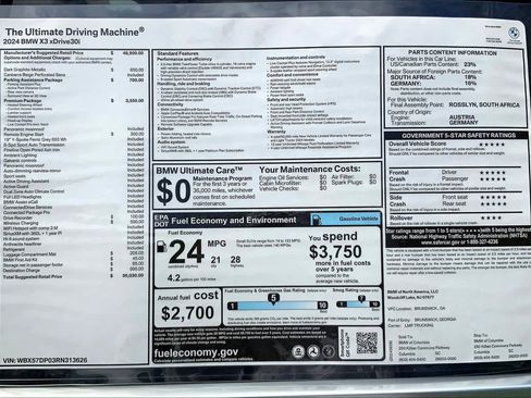 Used 2024 BMW X3 xDrive30i w/ Premium Package w/ZPA image 18