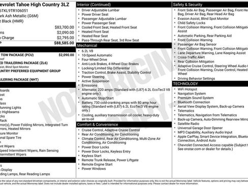 Used 2026 Chevrolet Tahoe High Country w/ Sun And Tow Package AWD/4WD image 12