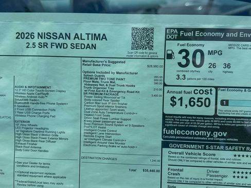 New 2026 Nissan Altima 2.5 SR w/ SR Premium Package FWD image 33