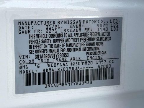 New 2026 Nissan Sentra S w/ Floor Mat Package image 24