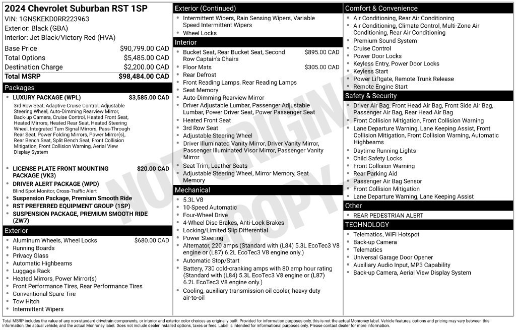 Used 2024 Chevrolet Suburban RST w/ Luxury Package AWD/4WD image 12