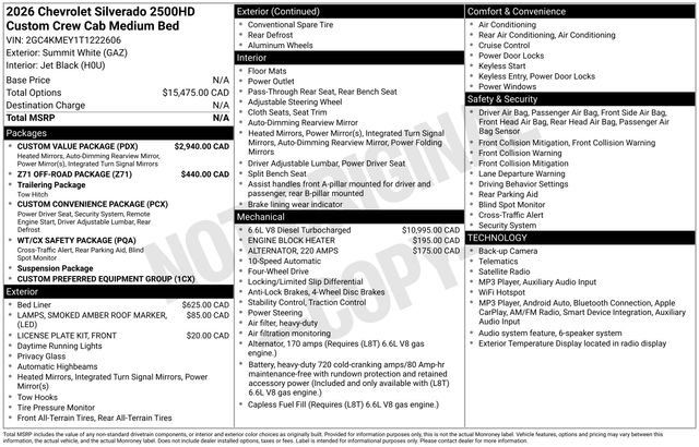 New 2026 Chevrolet Silverado 2500 Custom w/ Custom Value Package AWD/4WD image 30