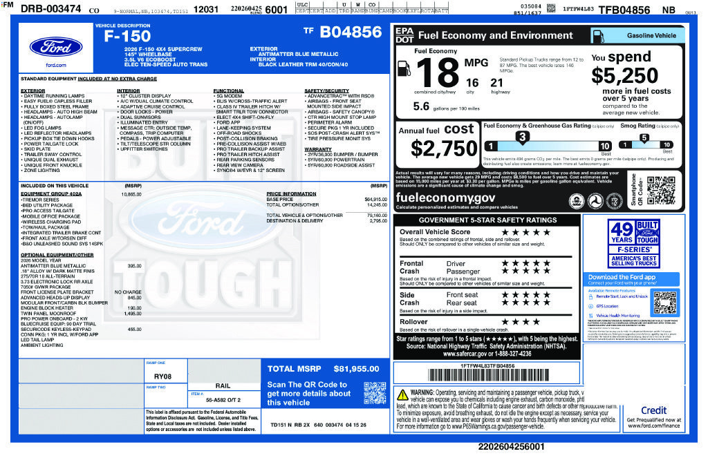 Used 2026 Ford F150 Tremor w/ Equipment Group 402A High AWD/4WD image 1