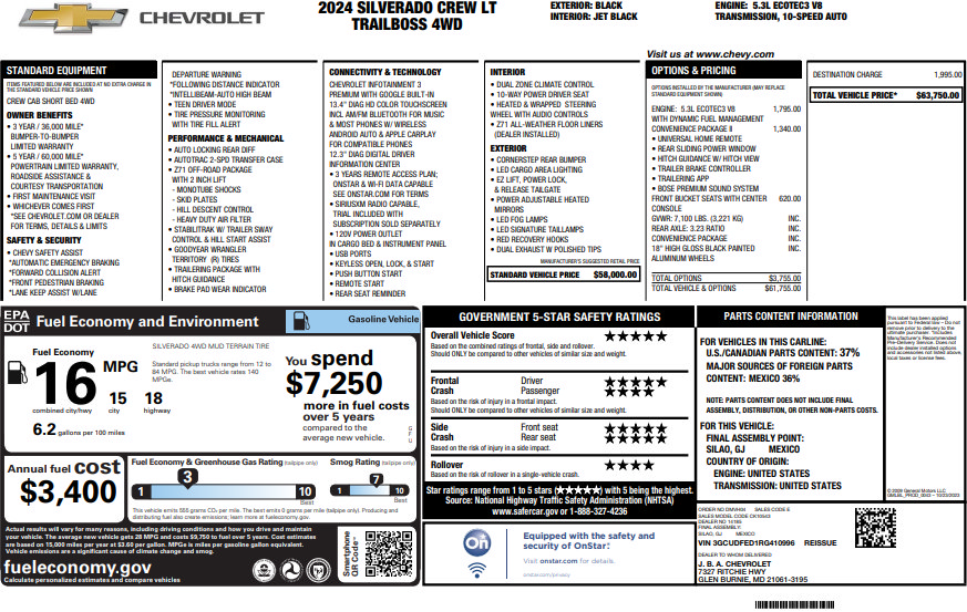 Used 2024 Chevrolet Silverado 1500 LT Trail Boss w/ Convenience Package II AWD/4WD image 3
