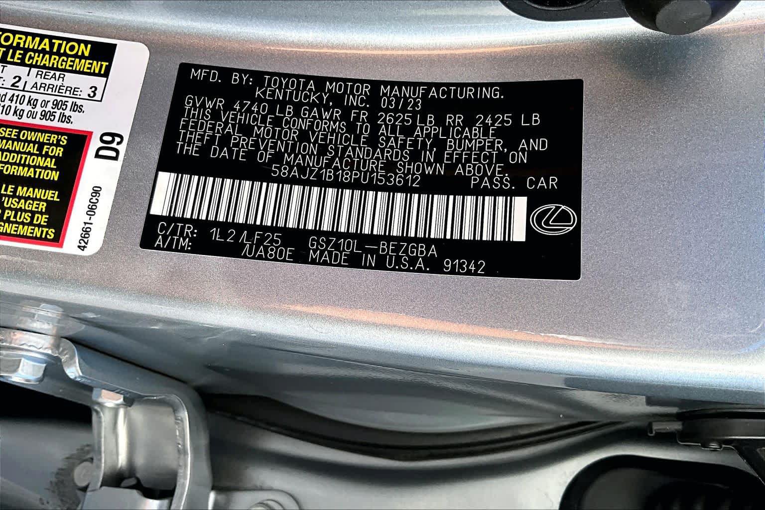 Certified 2023 Lexus ES 350 F Sport w/ Accessory Package (Z1) FWD image 35