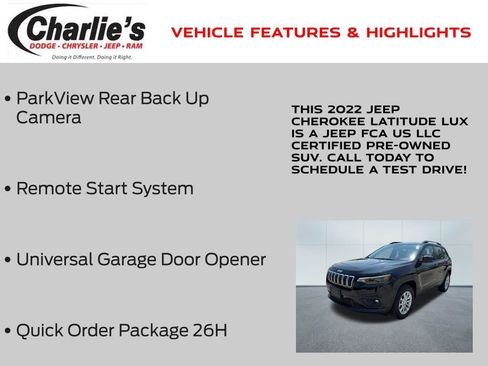 Used 2022 Jeep Cherokee Latitude Lux AWD/4WD image 13