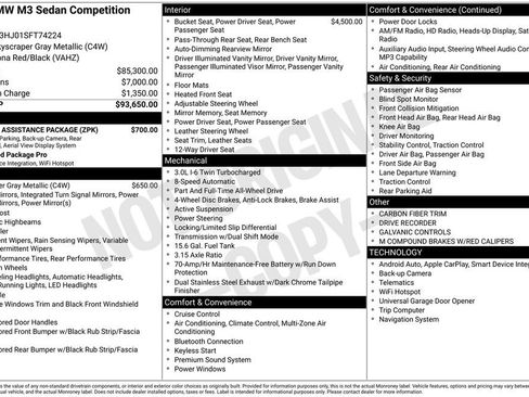 Used 2025 BMW M3 Competition w/ Parking Assistance Package AWD/4WD image 5