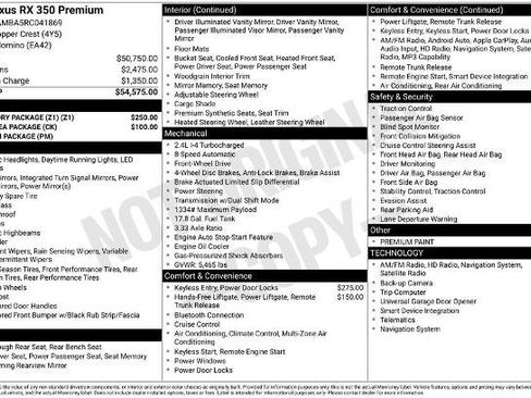 Used 2024 Lexus RX 350 Premium w/ Accessory Package (Z1) FWD image 2