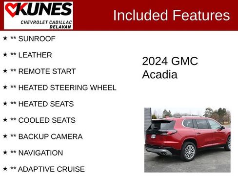 Used 2024 GMC Acadia Denali w/ LPO, Floor Liner Package image 3