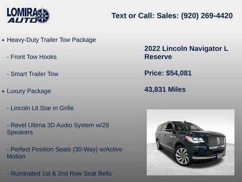Used 2022 Lincoln Navigator L Reserve w/ Equipment Group 201A AWD/4WD image 14