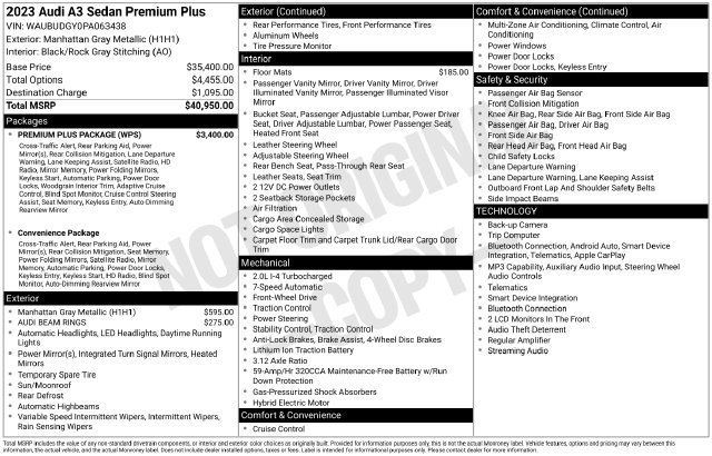 Used 2023 Audi A3 2.0T Premium Plus w/ Premium Plus Package FWD image 5