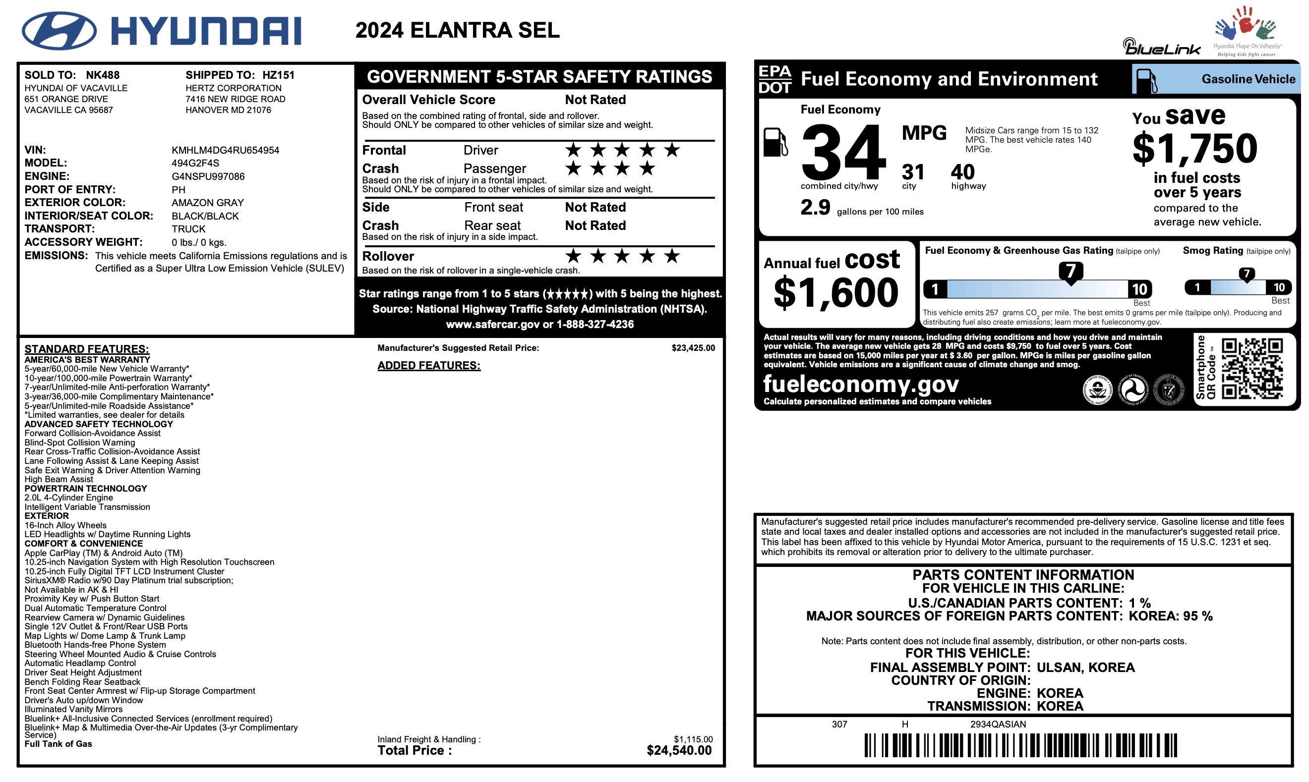 Used 2024 Hyundai Elantra SEL FWD image 5