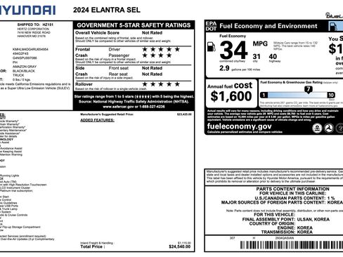 Used 2024 Hyundai Elantra SEL FWD image 5