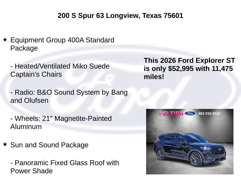 Certified 2026 Ford Explorer ST w/ Sun And Sound Package AWD/4WD image 5