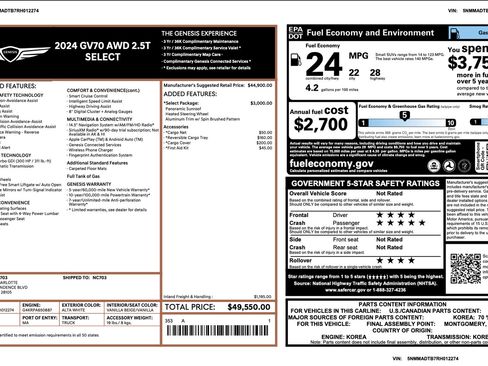 Certified 2024 Genesis GV70 2.5T w/ Select Package AWD/4WD image 3