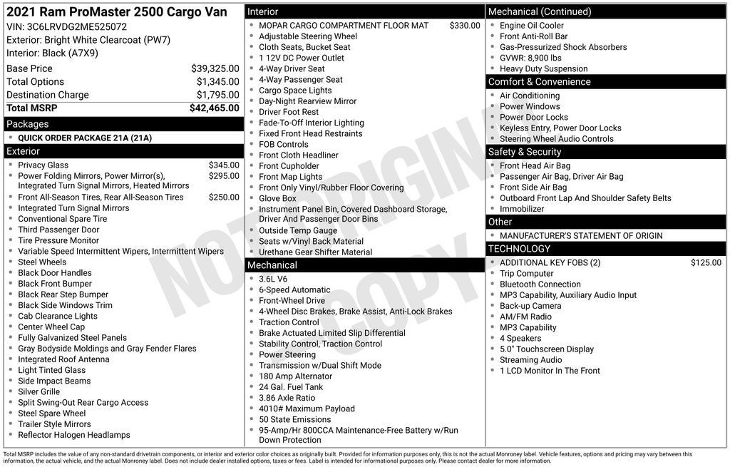 Used 2021 RAM ProMaster 2500 FWD image 2