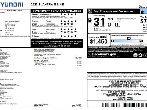 Used 2023 Hyundai Elantra N Line w/ Cargo Package FWD image 33