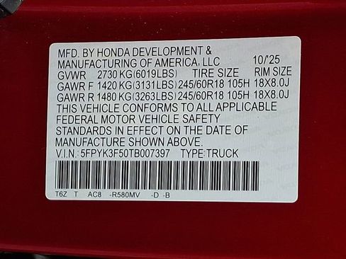 Used 2026 Honda Ridgeline RTL image 31