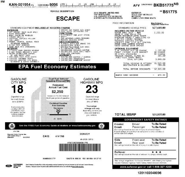Used 2011 Ford Escape Limited w/ 302A Rapid Spec Order Code AWD/4WD image 2