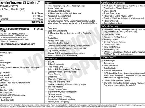 Used 2021 Chevrolet Traverse LT FWD image 1