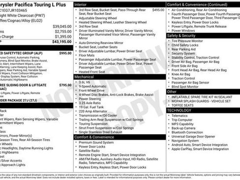 Used 2018 Chrysler Pacifica Touring-L Plus w/ Advanced Safetytec Group image 44