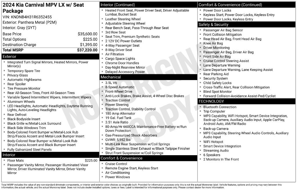 Certified 2024 Kia Carnival LX FWD image 2