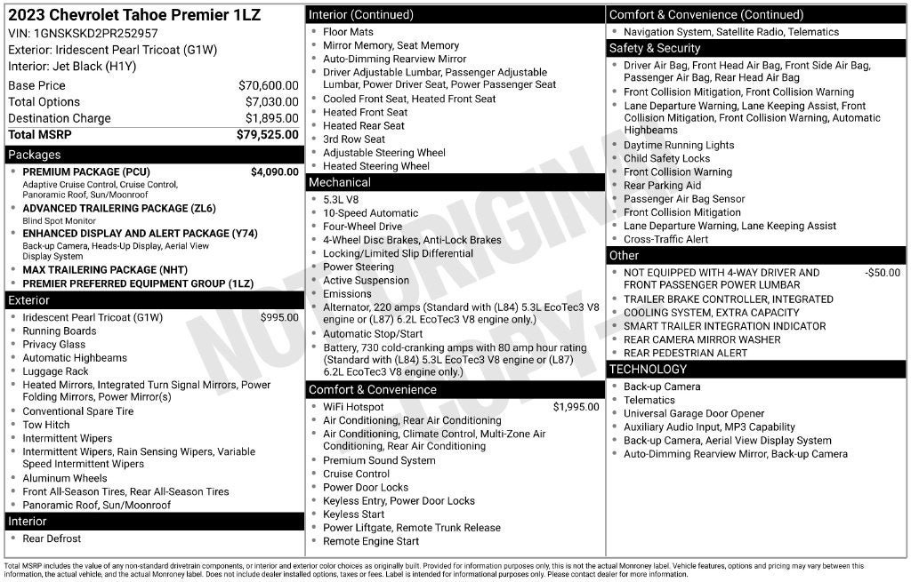 Used 2023 Chevrolet Tahoe Premier w/ Premium Package AWD/4WD image 3