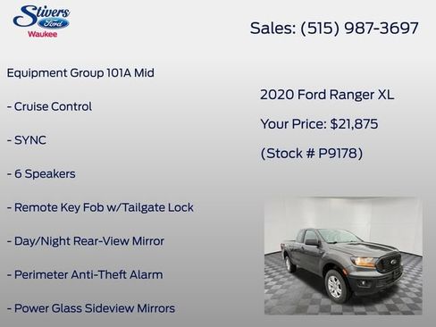 Used 2020 Ford Ranger XL w/ Equipment Group 101A Mid RWD image 8