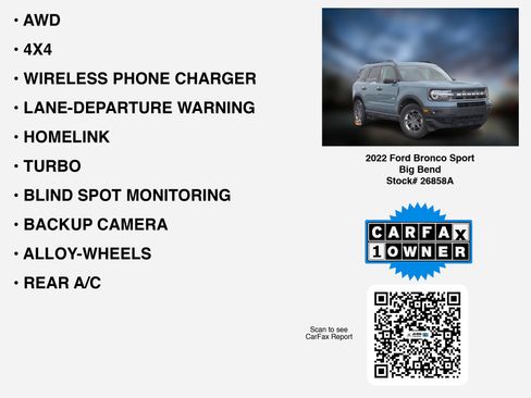 Used 2022 Ford Bronco Sport Big Bend w/ Convenience Package AWD/4WD image 7