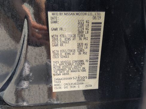 Used 2019 Nissan Titan S w/ S Utility Package RWD image 33