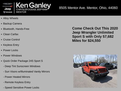 Used 2020 Jeep Wrangler Unlimited Sport S AWD/4WD image 5