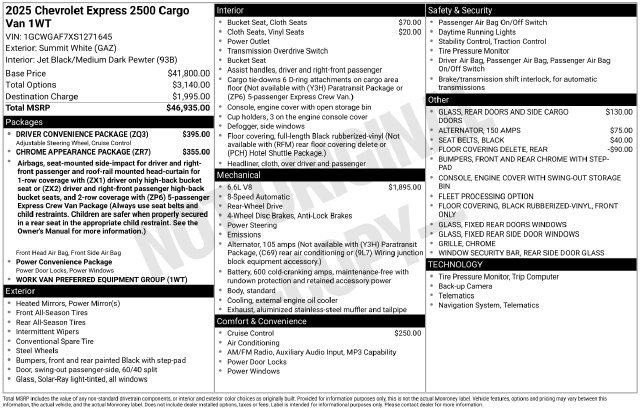 Used 2025 Chevrolet Express 2500 w/ Driver Convenience Package RWD image 4