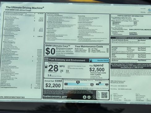 New 2026 BMW 230i xDrive Coupe w/ Premium Package AWD/4WD image 2