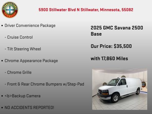 Used 2025 GMC Savana 2500 w/ Driver Convenience Package RWD image 5