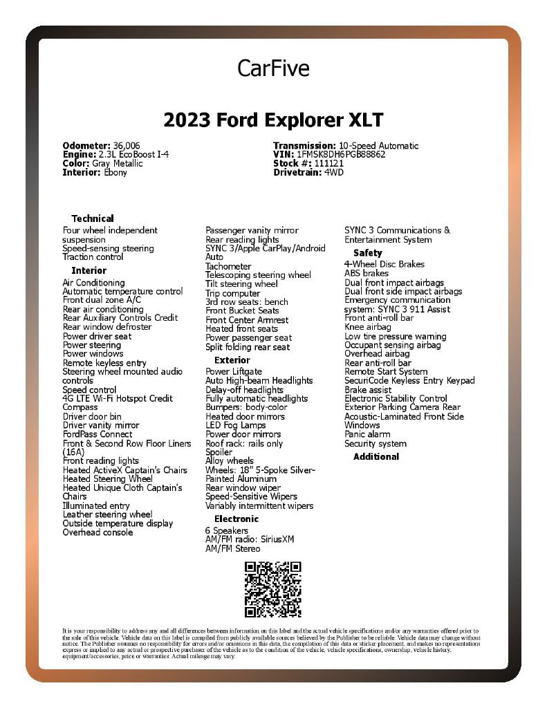 Used 2023 Ford Explorer XLT w/ Equipment Group 202A AWD/4WD image 30
