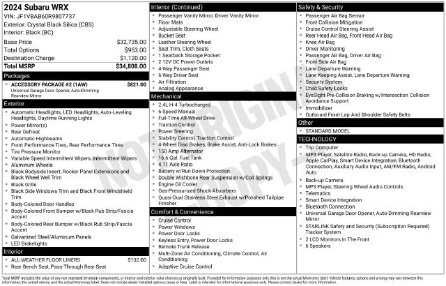Used 2024 Subaru WRX w/ Accessory Package #2 AWD/4WD image 29