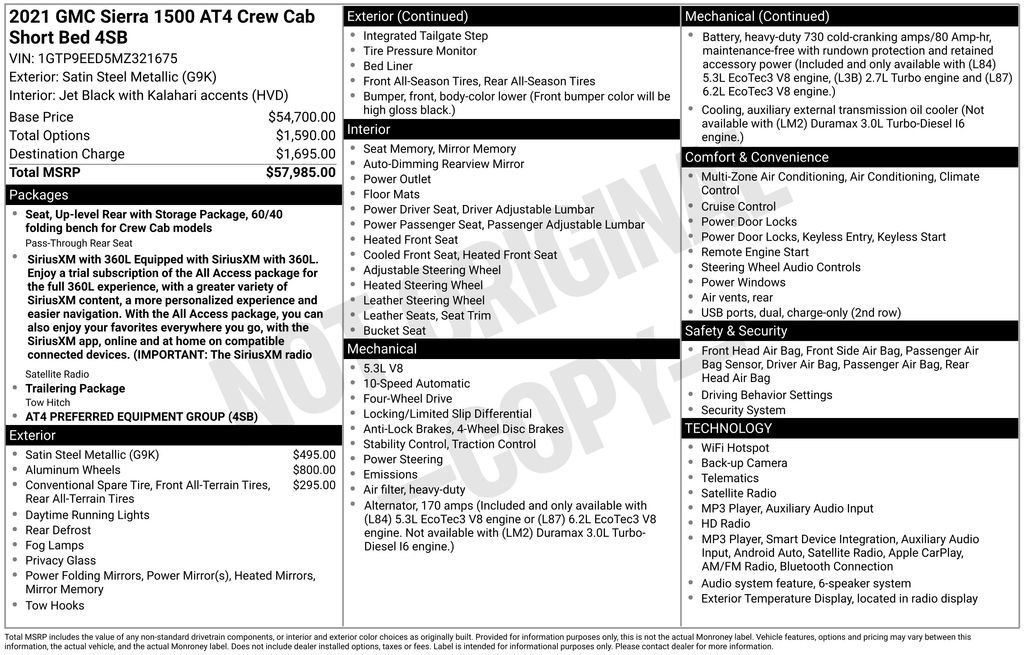 Used 2021 GMC Sierra 1500 AT4 AWD/4WD image 2