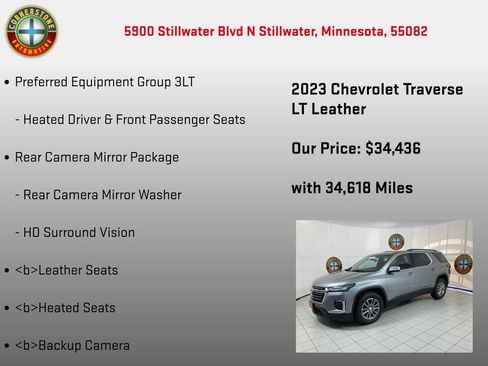 Used 2023 Chevrolet Traverse LT w/ Rear Camera Mirror Package image 5