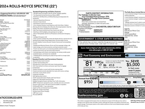 Certified 2024 Rolls-Royce Spectre w/ Spectre Launch Package AWD/4WD image 2