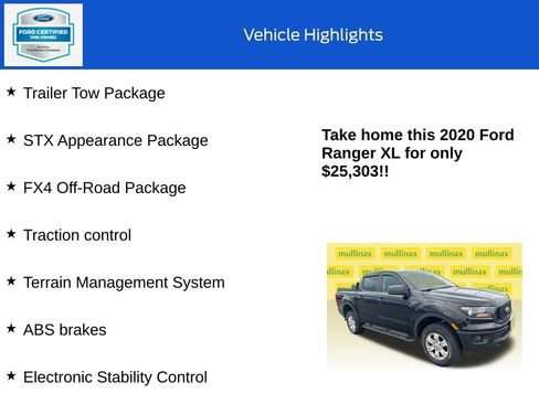Used 2020 Ford Ranger XL w/ FX4 Off-Road Package AWD/4WD image 10