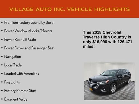 Used 2018 Chevrolet Traverse High Country w/ LPO, Floor Liner Package image 14