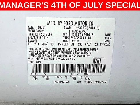 Used 2021 Ford Explorer 2WD w/ Class III Trailer Tow Package image 21