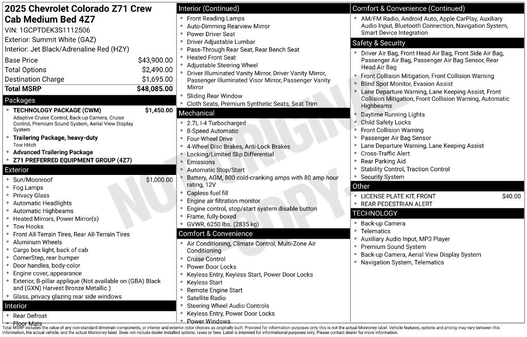 New 2025 Chevrolet Colorado Z71 w/ Technology Package AWD/4WD image 36