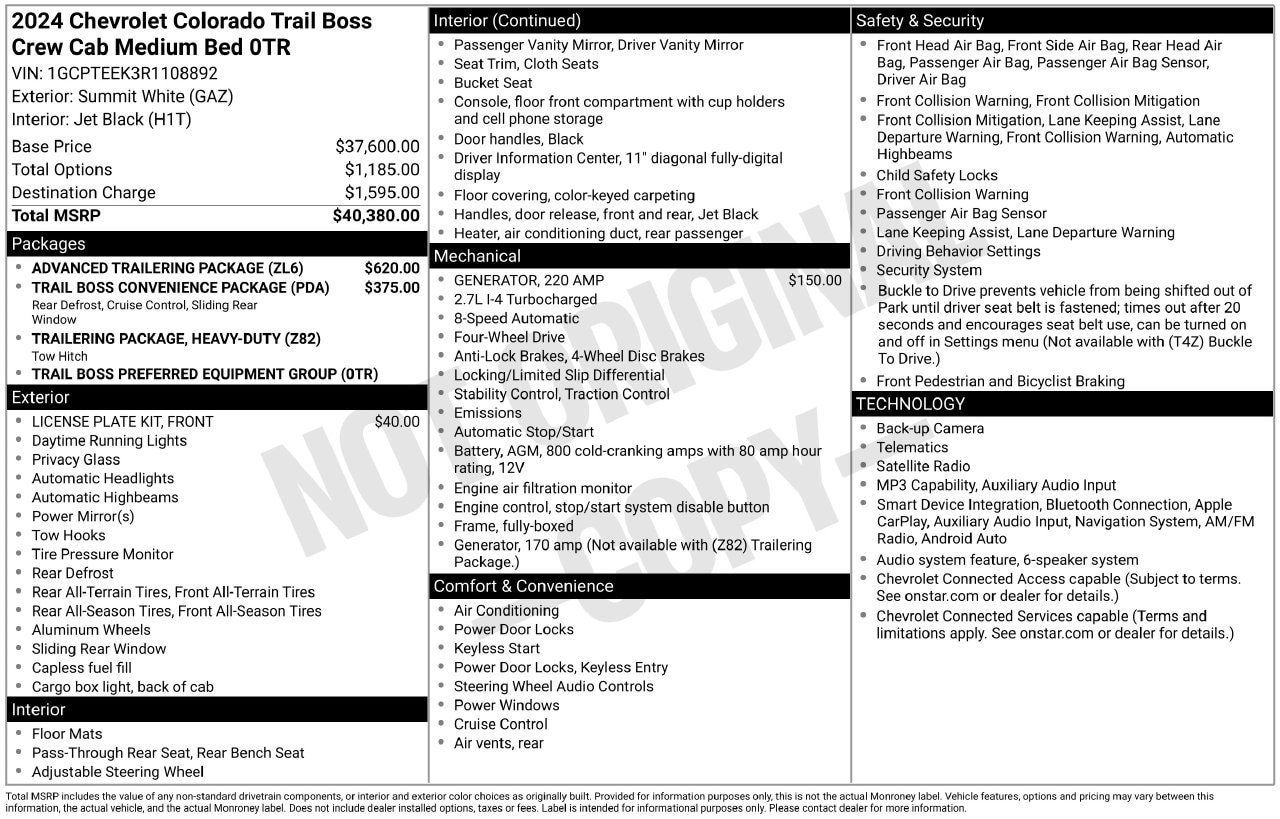 Used 2024 Chevrolet Colorado Trail Boss w/ Advanced Trailering Package AWD/4WD image 28