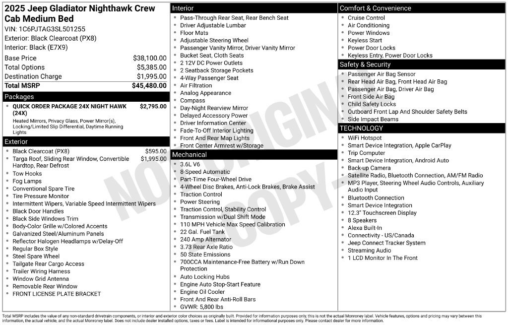 Certified 2025 Jeep Gladiator Sport AWD/4WD image 3