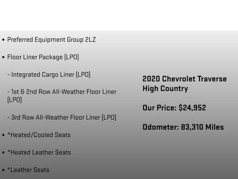 Used 2020 Chevrolet Traverse High Country w/ LPO, Floor Liner Package image 6